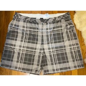 Reebok Golf Shorts Mens Plaid Flat Front Gray Casual Activewear Sz 50